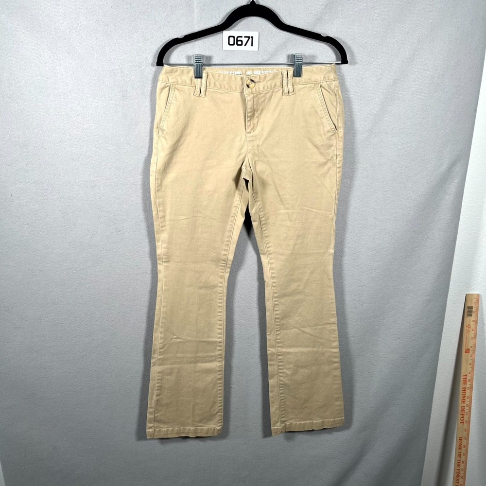 Mossimo Chino Pants Womens 37W Beige Mid Rise Slash Pockets Relaxed Bootcut Leg